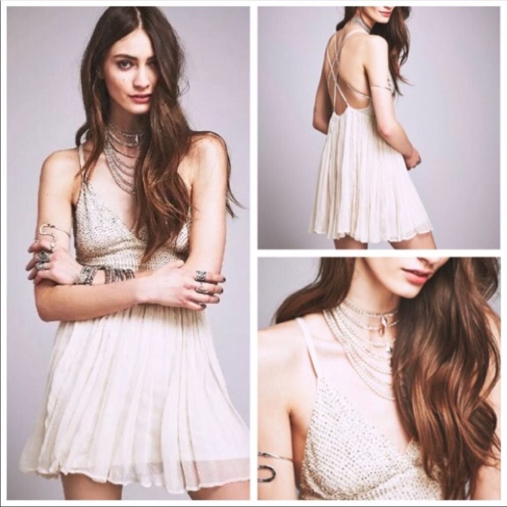 FREE PEOPLE Like A Diamond Ivory Mini Party dress